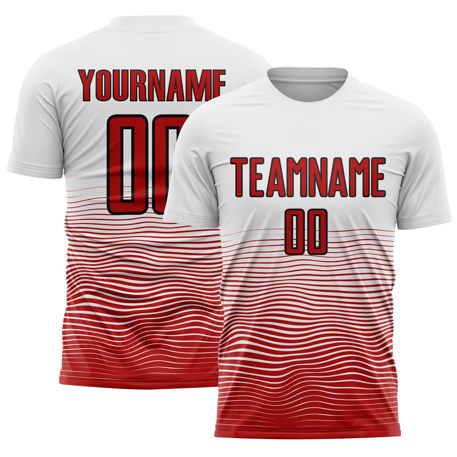 Custom White Red-Black Gradient Line Sublimation Soccer Uniform Jersey - Sky-Custom