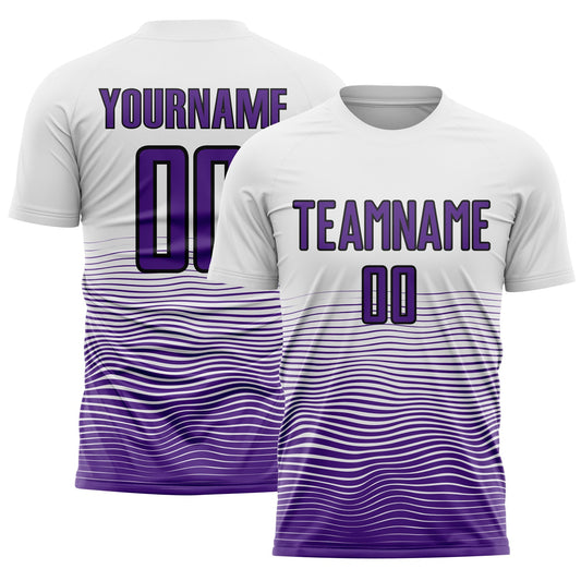 Custom White Purple-Black Gradient Line Sublimation Soccer Uniform Jersey - Sky-Custom