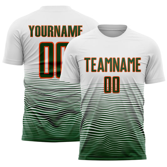 Custom White Green-Orange Gradient Line Sublimation Soccer Uniform Jersey - Sky-Custom