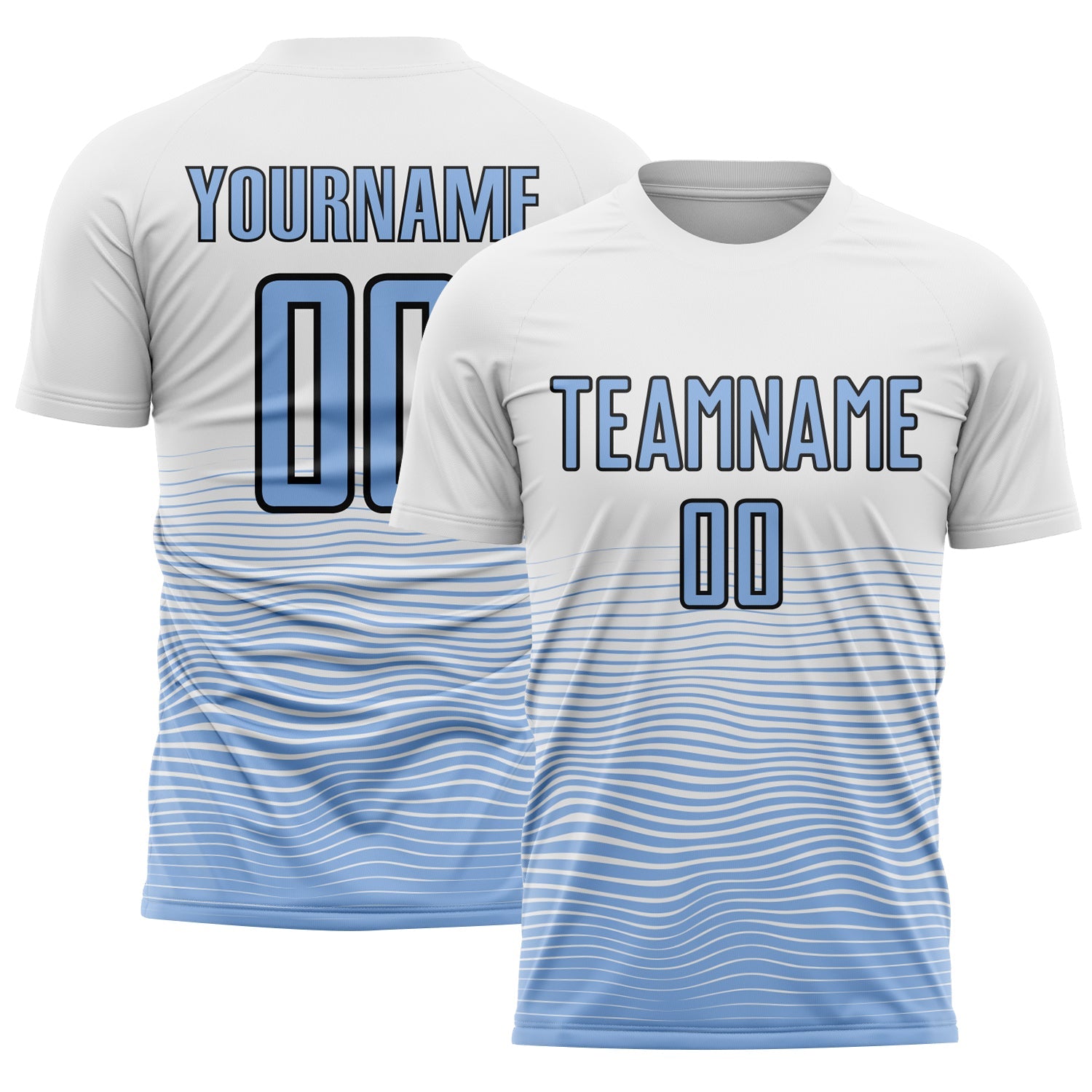 Custom White Light Blue-Black Gradient Line Sublimation Soccer Uniform Jersey - Sky-Custom