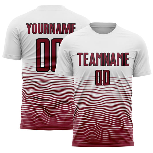 Custom White Crimson-Black Gradient Line Sublimation Soccer Uniform Jersey - Sky-Custom