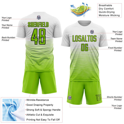 Custom White Neon Green-Black Gradient Line Sublimation Soccer Uniform Jersey - Sky-Custom