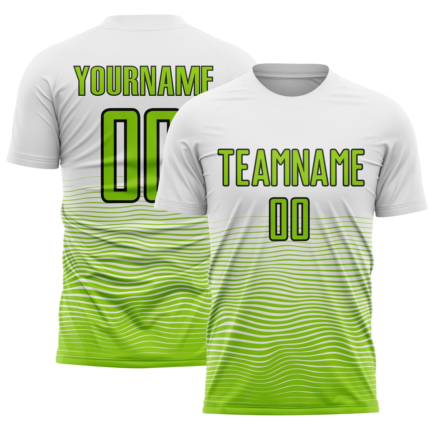 Custom White Neon Green-Black Gradient Line Sublimation Soccer Uniform Jersey - Sky-Custom