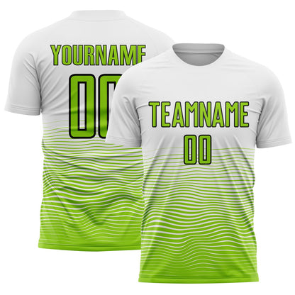 Custom White Neon Green-Black Gradient Line Sublimation Soccer Uniform Jersey - Sky-Custom