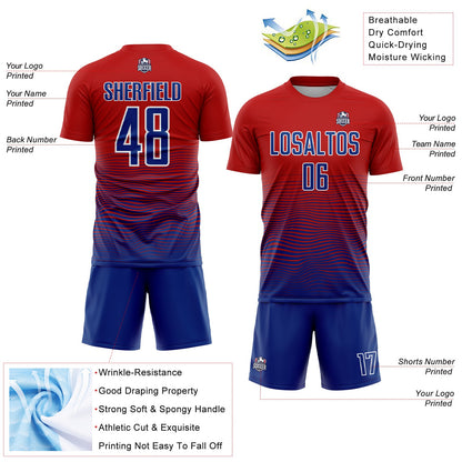 Custom Red Royal-White Gradient Line Sublimation Soccer Uniform Jersey - Sky-Custom