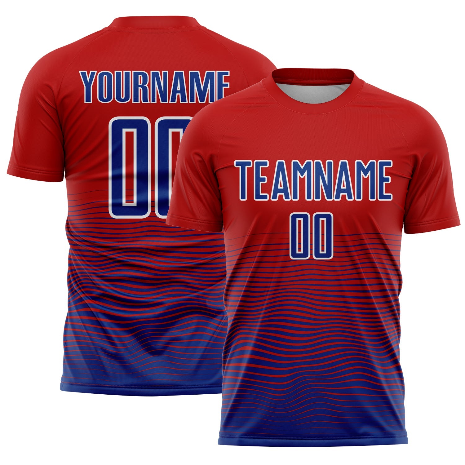 Custom Red Royal-White Gradient Line Sublimation Soccer Uniform Jersey - Sky-Custom