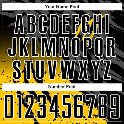 Custom Black Yellow-White Gradient Scratch Splash Sublimation Soccer Uniform Jersey - Sky-Custom