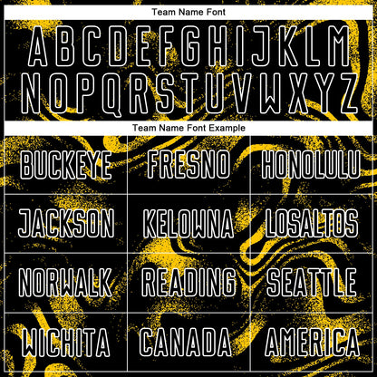 Custom Black Yellow-White Abstract Liquid Sublimation Soccer Uniform Jersey - Sky-Custom