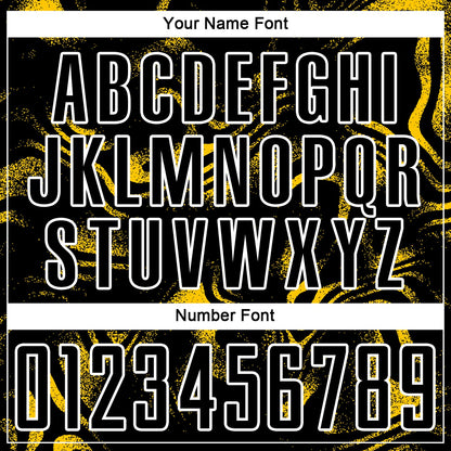 Custom Black Yellow-White Abstract Liquid Sublimation Soccer Uniform Jersey - Sky-Custom