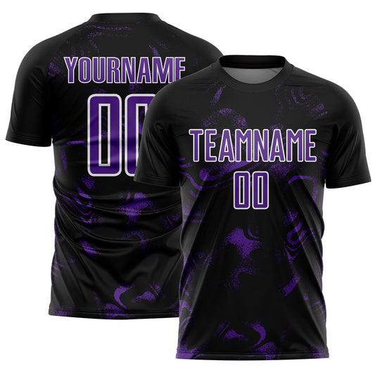 Custom Black Purple-White Abstract Liquid Sublimation Soccer Uniform Jersey - Sky-Custom