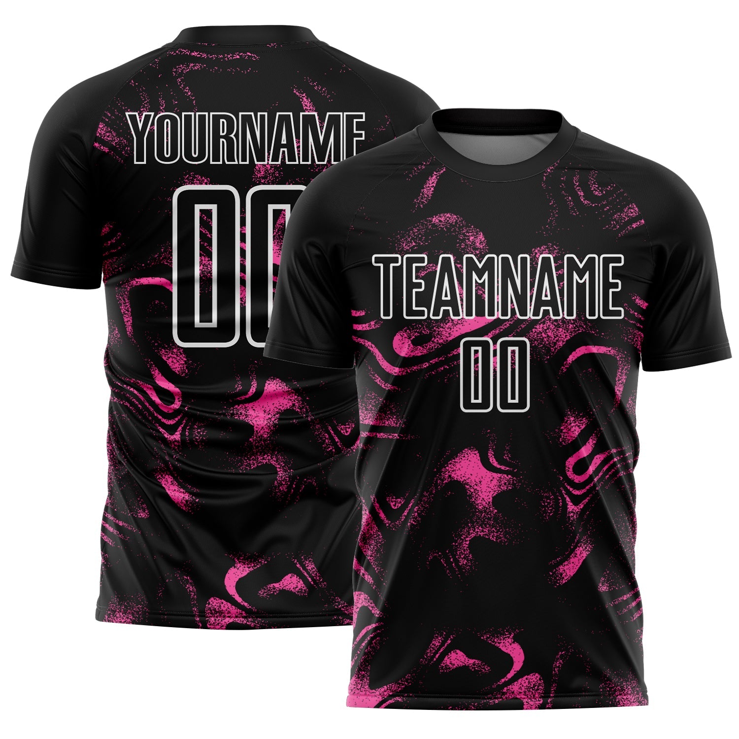 Custom Black Pink-White Abstract Liquid Sublimation Soccer Uniform Jersey - Sky-Custom