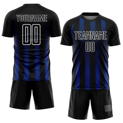 Custom Black Royal-White Geometric Shape Sublimation Soccer Uniform Jersey - Sky-Custom
