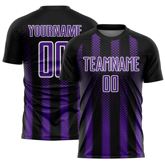 Custom Black Purple-White Geometric Shape Sublimation Soccer Uniform Jersey - Sky-Custom