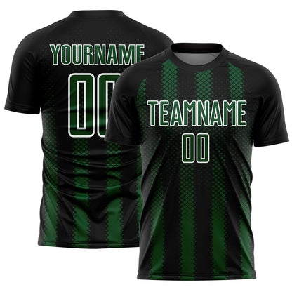 Custom Black Green-White Geometric Shape Sublimation Soccer Uniform Jersey - Sky-Custom
