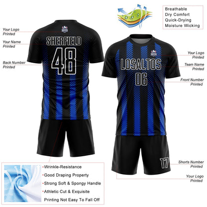 Custom Black Thunder Blue-White Geometric Shape Sublimation Soccer Uniform Jersey - Sky-Custom