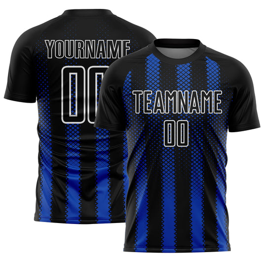 Custom Black Thunder Blue-White Geometric Shape Sublimation Soccer Uniform Jersey - Sky-Custom