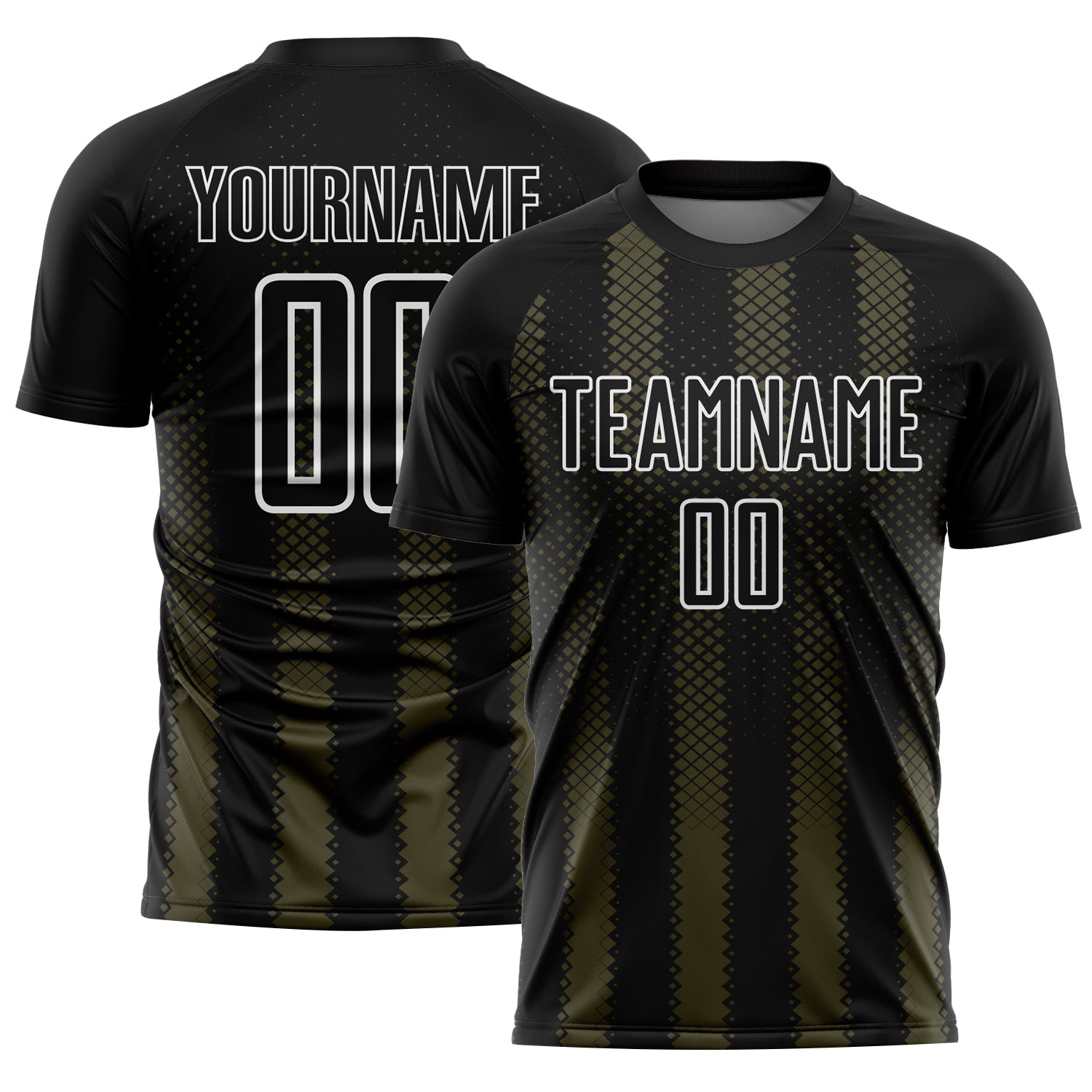 Custom Black Olive-White Geometric Shape Sublimation Soccer Uniform Jersey - Sky-Custom