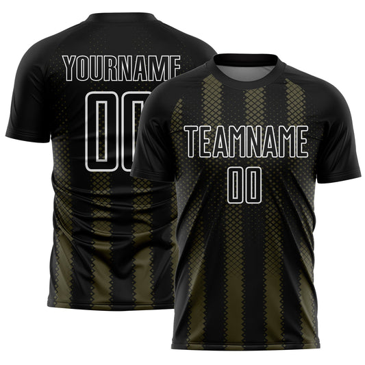 Custom Black Olive-White Geometric Shape Sublimation Soccer Uniform Jersey - Sky-Custom
