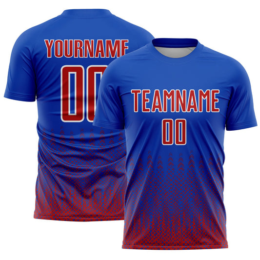 Custom Royal Red-White Geometric Shape Sublimation Soccer Uniform Jersey - Sky-Custom