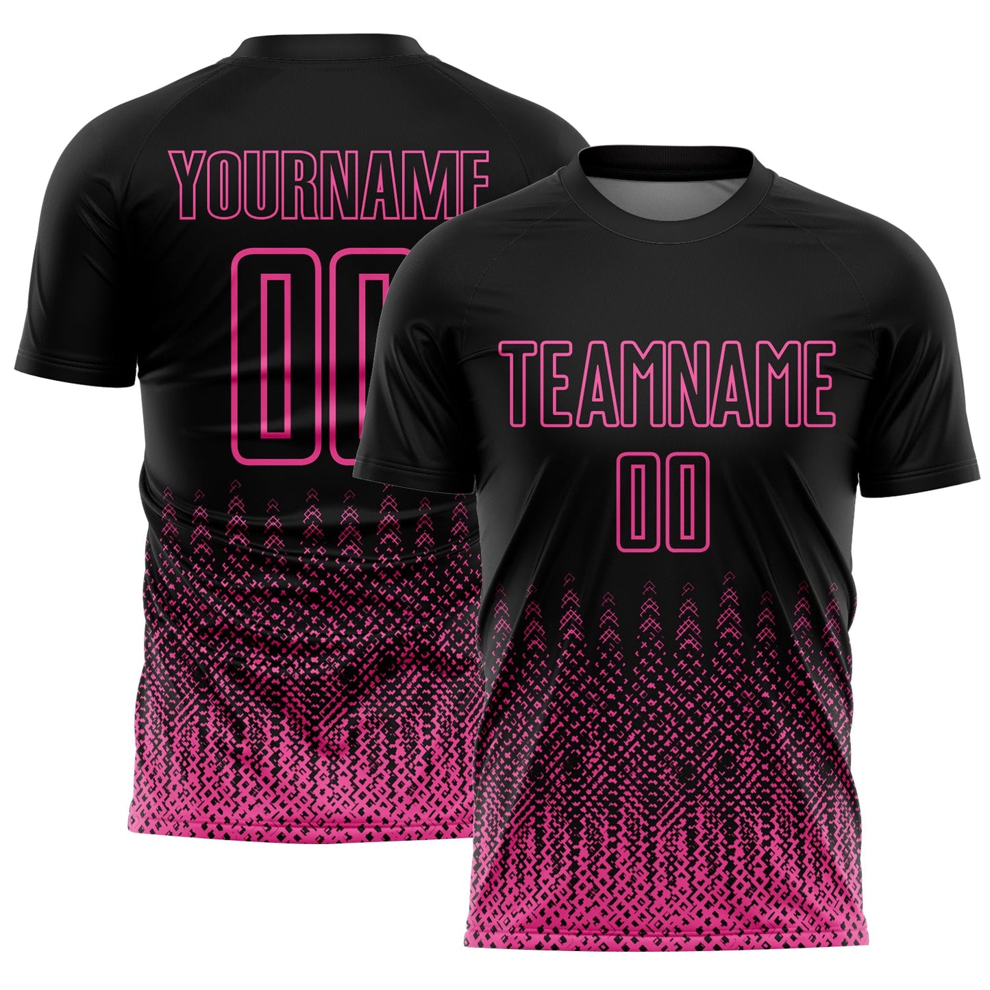 Custom Black Pink Geometric Shape Sublimation Soccer Uniform Jersey - Sky-Custom