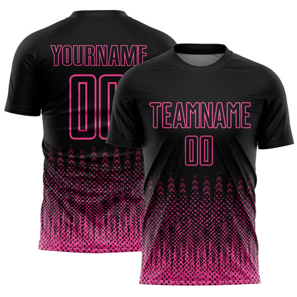 Custom Black Pink Geometric Shape Sublimation Soccer Uniform Jersey - Sky-Custom