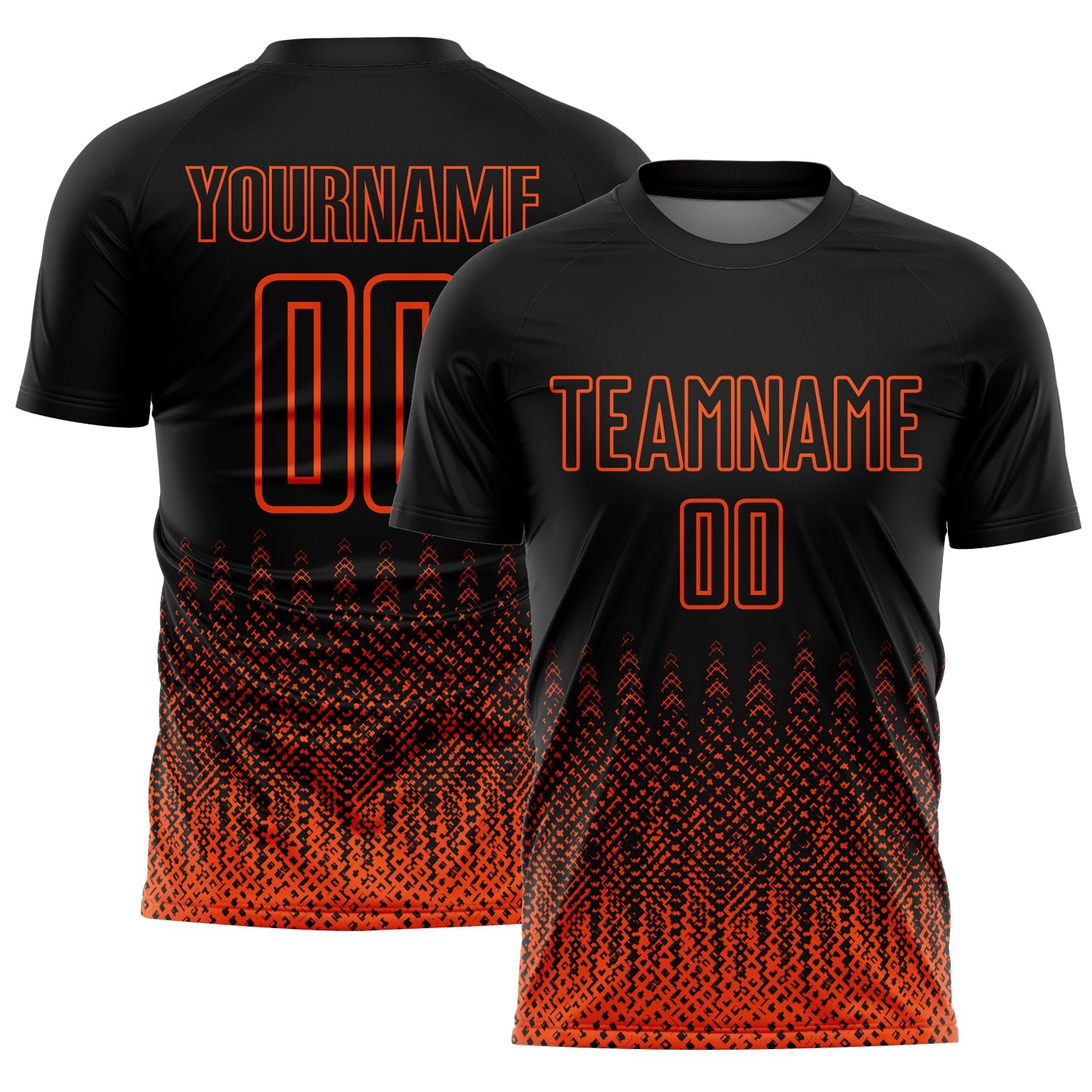 Custom Black Orange Geometric Shape Sublimation Soccer Uniform Jersey - Sky-Custom