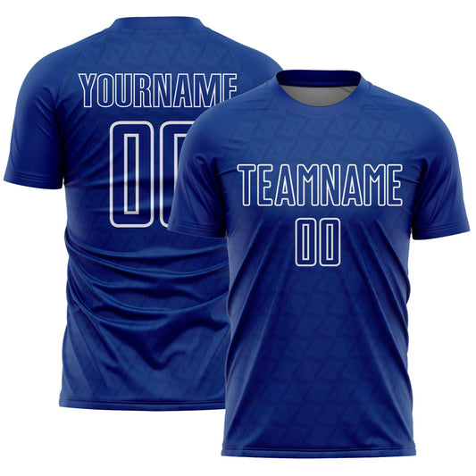 Custom Royal White Geometric Shape Sublimation Soccer Uniform Jersey - Sky-Custom