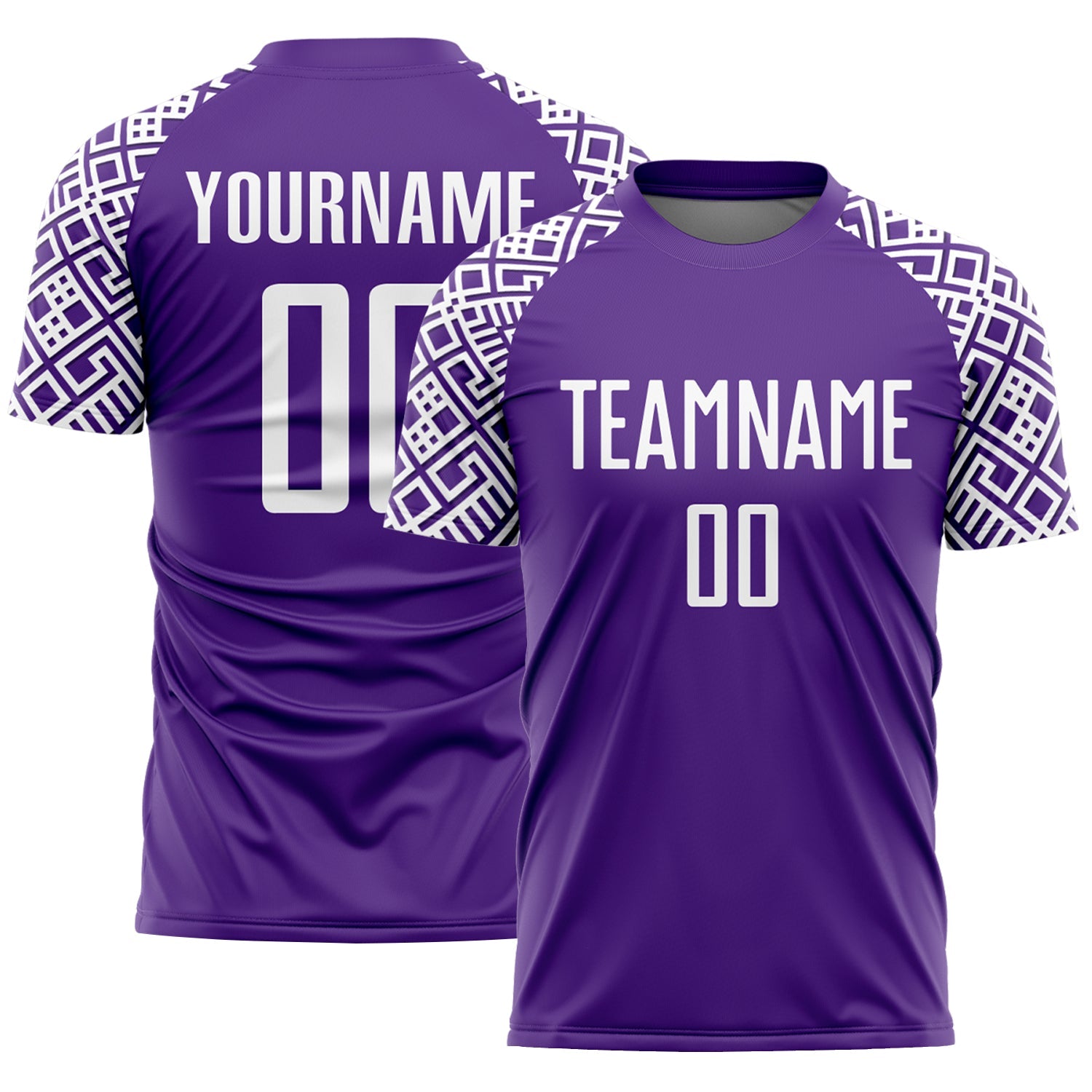Custom Purple White Geometric Shape Sublimation Soccer Uniform Jersey - Sky-Custom