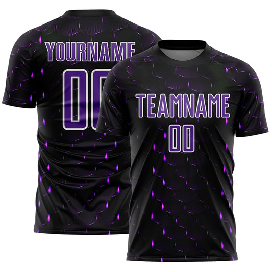 Custom Black Purple-White Geometric Shape Sublimation Soccer Uniform Jersey - Sky-Custom