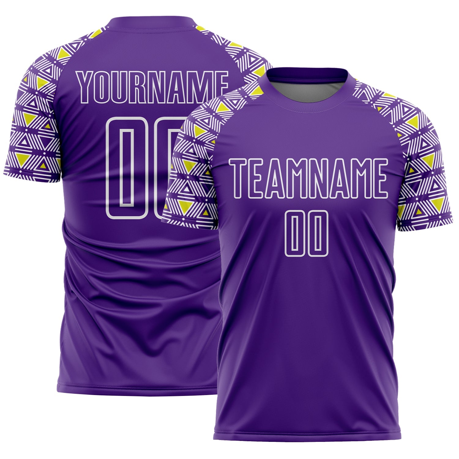 Custom Purple White Geometric Shape Sublimation Soccer Uniform Jersey - Sky-Custom