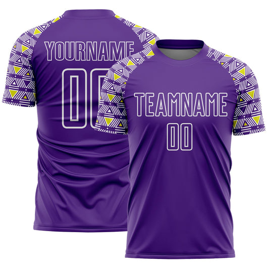 Custom Purple White Geometric Shape Sublimation Soccer Uniform Jersey - Sky-Custom