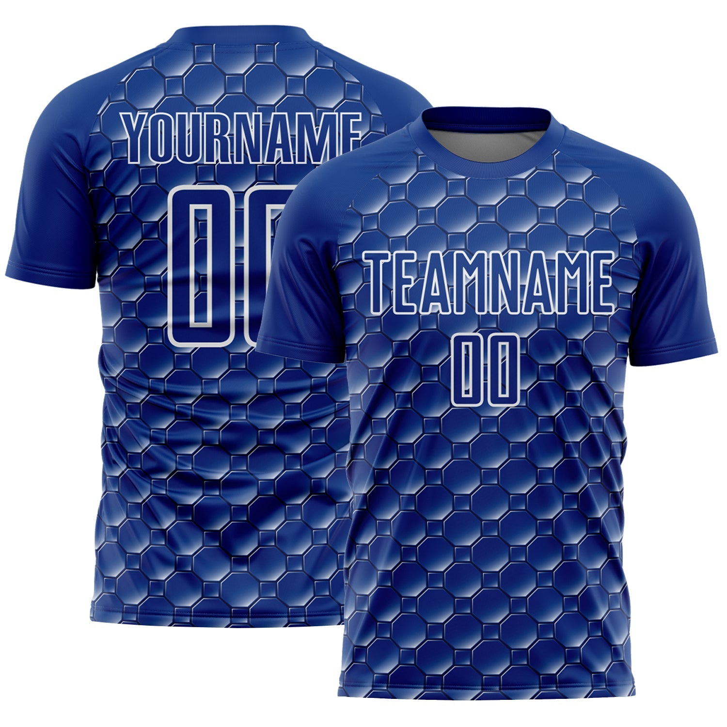 Custom Royal White Geometric Shape Sublimation Soccer Uniform Jersey - Sky-Custom