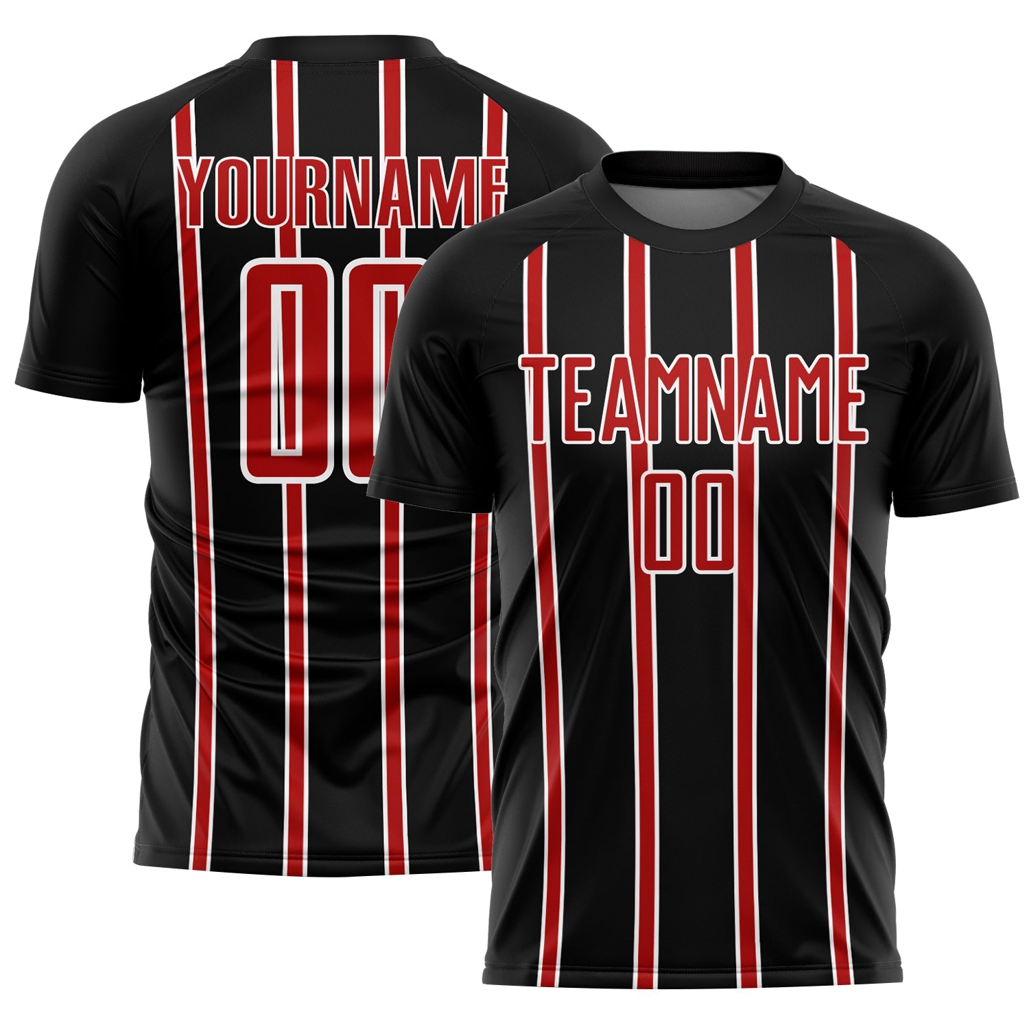 Custom Black Red-White Stripe Line Sublimation Soccer Uniform Jersey - Sky-Custom