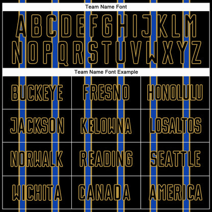 Custom Black Thunder Blue-Old Gold Stripe Line Sublimation Soccer Uniform Jersey - Sky-Custom