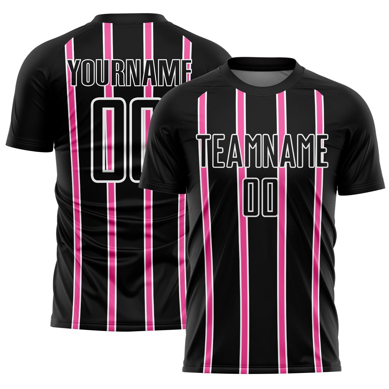 Custom Black Pink-White Stripe Line Sublimation Soccer Uniform Jersey - Sky-Custom