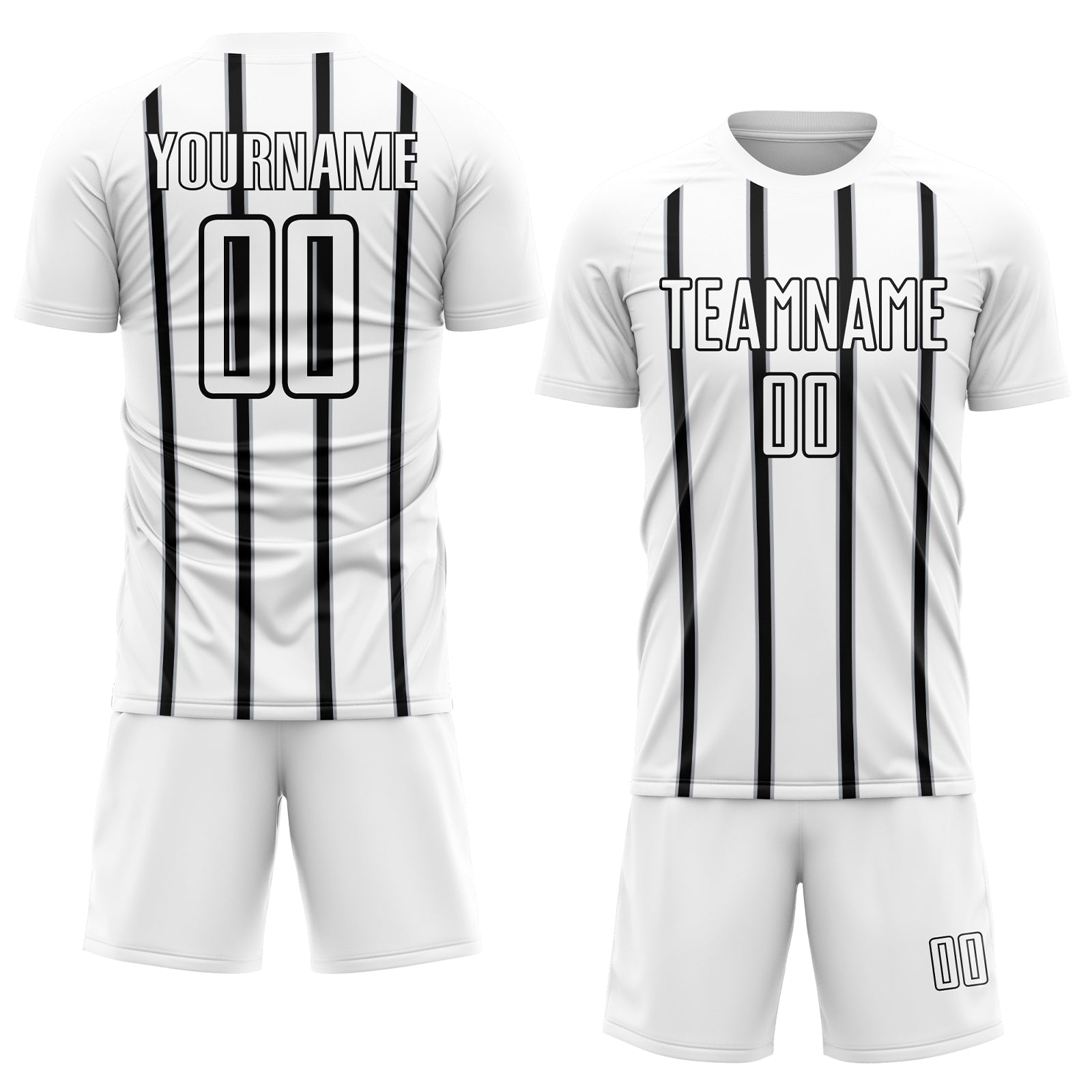 Custom White Black-Gray Stripe Line Sublimation Soccer Uniform Jersey - Sky-Custom
