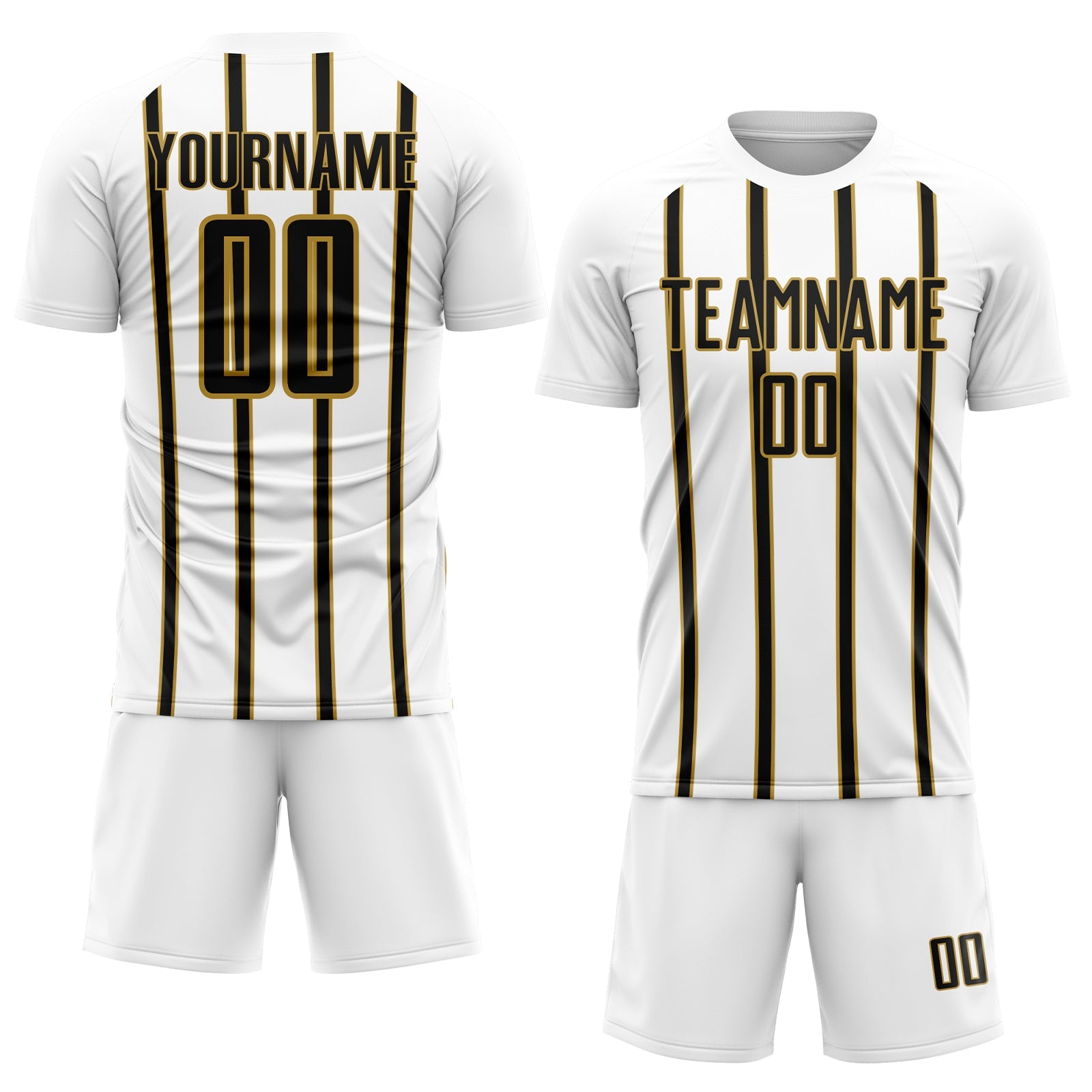 Custom White Black-Old Gold Stripe Line Sublimation Soccer Uniform Jersey - Sky-Custom