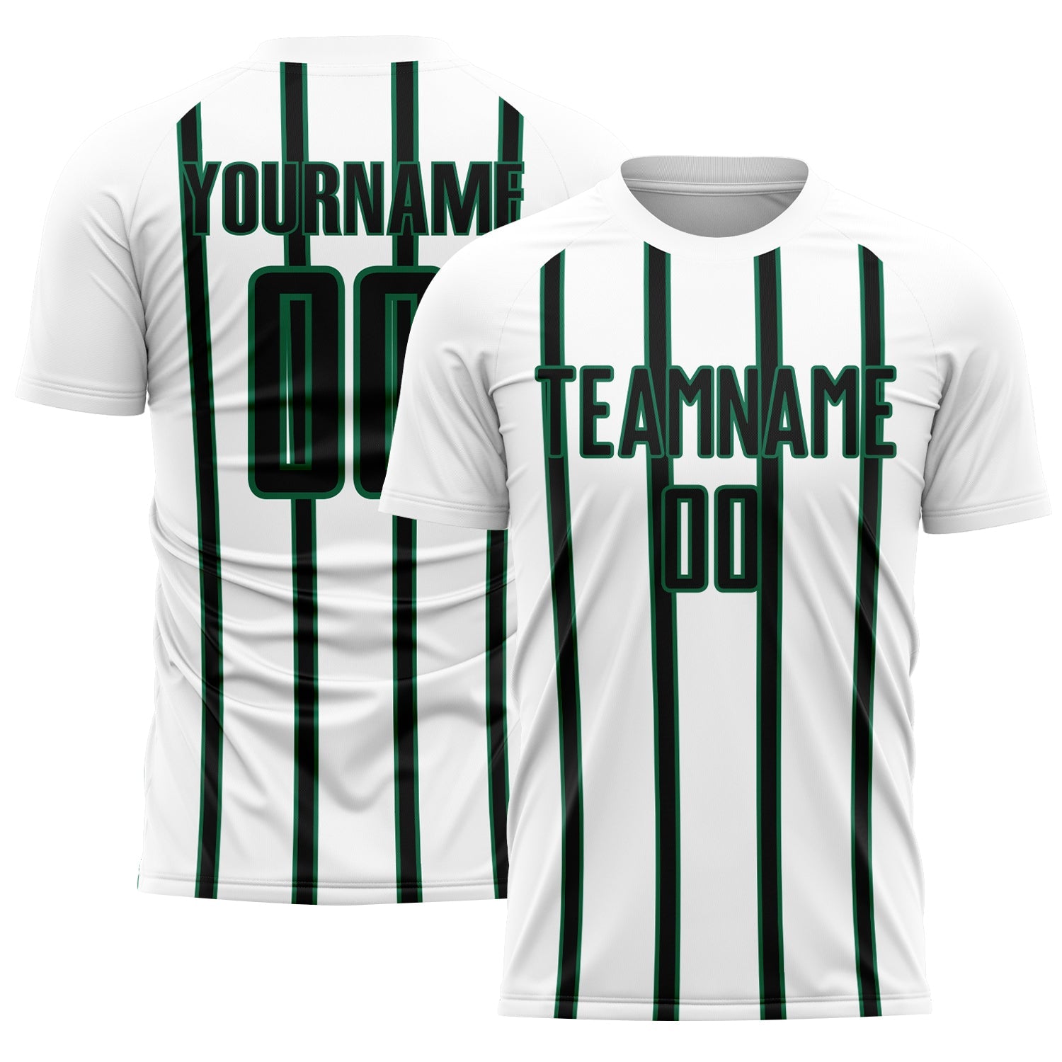 Custom White Black-Kelly Green Stripe Line Sublimation Soccer Uniform Jersey - Sky-Custom