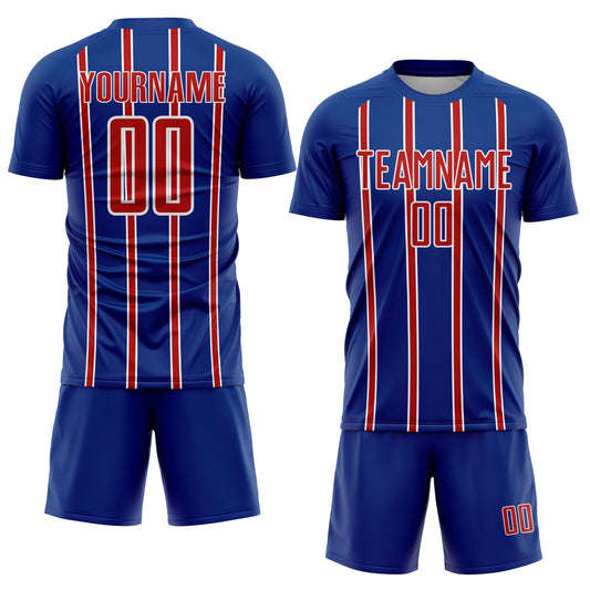 Custom Royal Red-White Stripe Line Sublimation Soccer Uniform Jersey - Sky-Custom