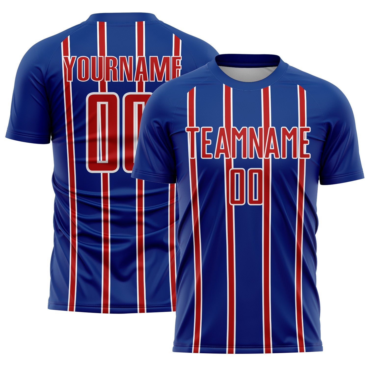 Custom Royal Red-White Stripe Line Sublimation Soccer Uniform Jersey - Sky-Custom