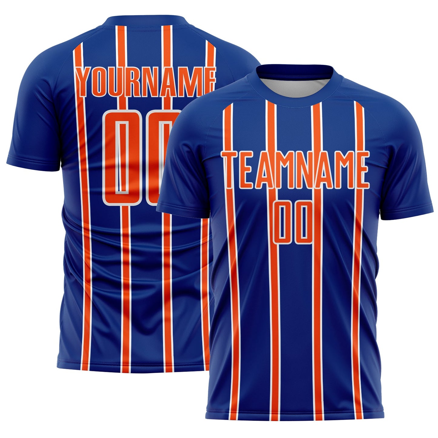 Custom Royal Orange-White Stripe Line Sublimation Soccer Uniform Jersey - Sky-Custom