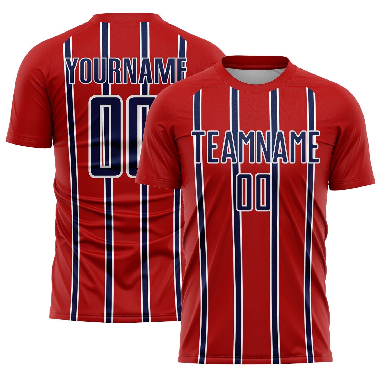 Custom Red Navy-White Stripe Line Sublimation Soccer Uniform Jersey - Sky-Custom
