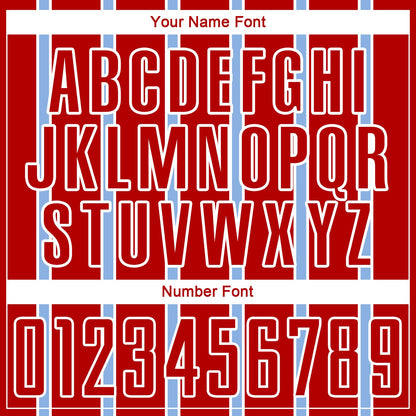 Custom Red Light Blue-White Stripe Line Sublimation Soccer Uniform Jersey - Sky-Custom