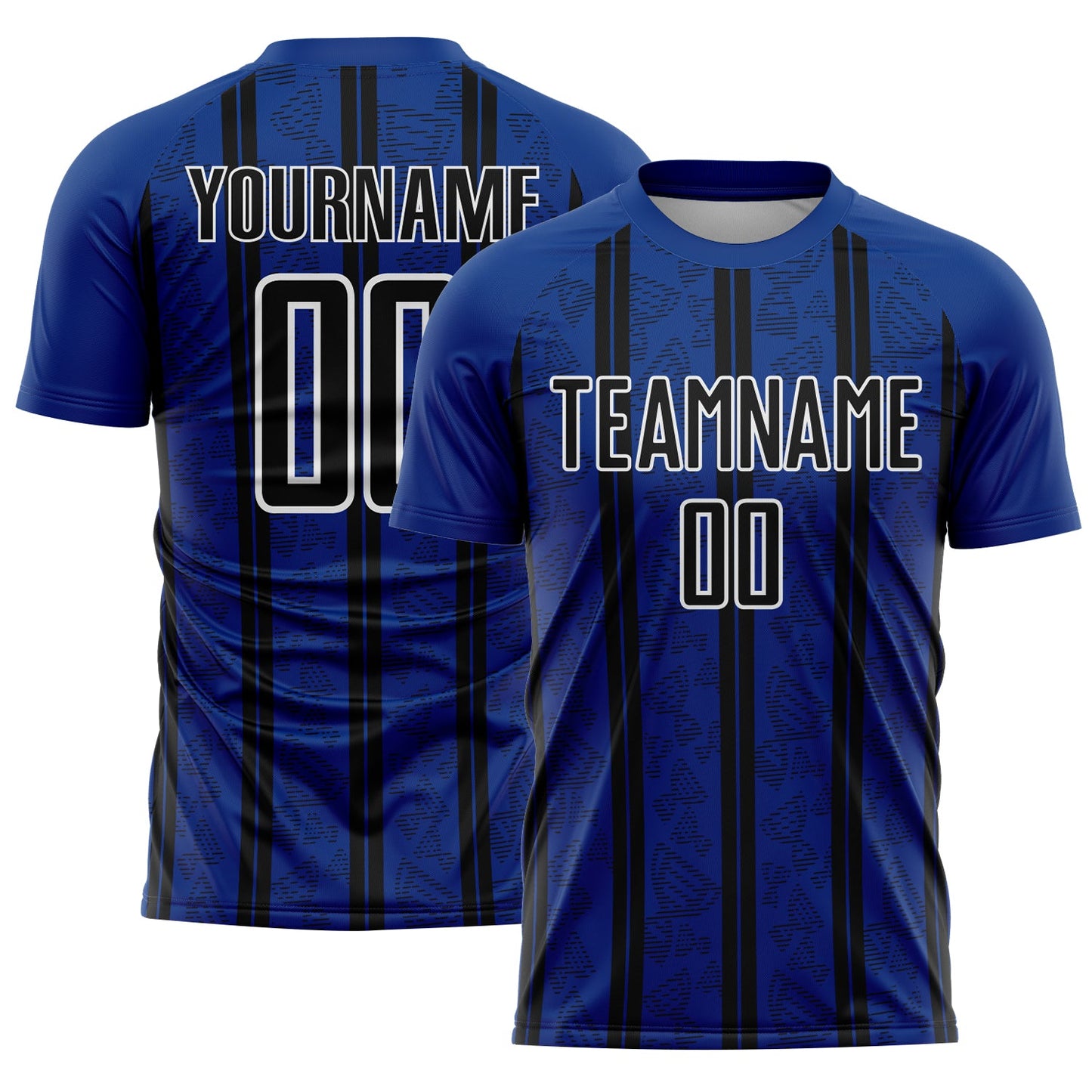 Custom Royal Black-White Stripe Line Sublimation Soccer Uniform Jersey - Sky-Custom