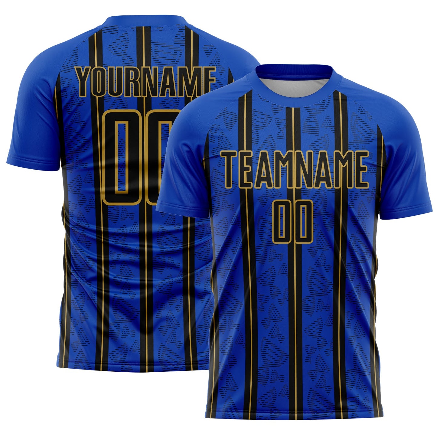 Custom Thunder Blue Black-Old Gold Stripe Line Sublimation Soccer Uniform Jersey - Sky-Custom