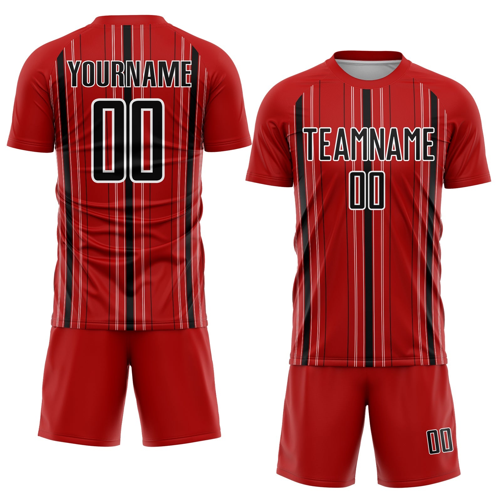 Custom Red Black-White Stripe Sublimation Soccer Uniform Jersey - Sky-Custom