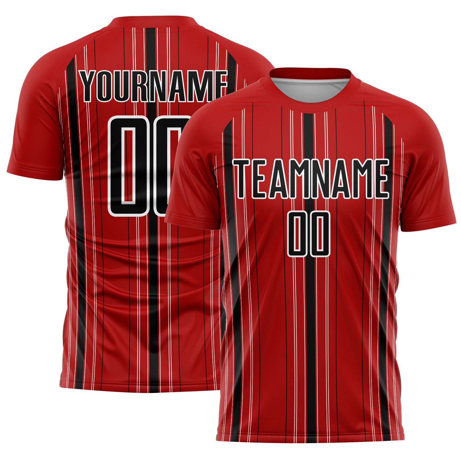Custom Red Black-White Stripe Sublimation Soccer Uniform Jersey - Sky-Custom