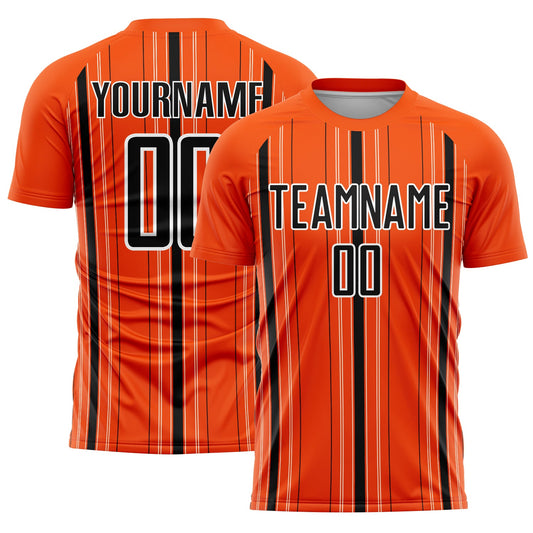 Custom Orange Black-White Stripe Sublimation Soccer Uniform Jersey - Sky-Custom