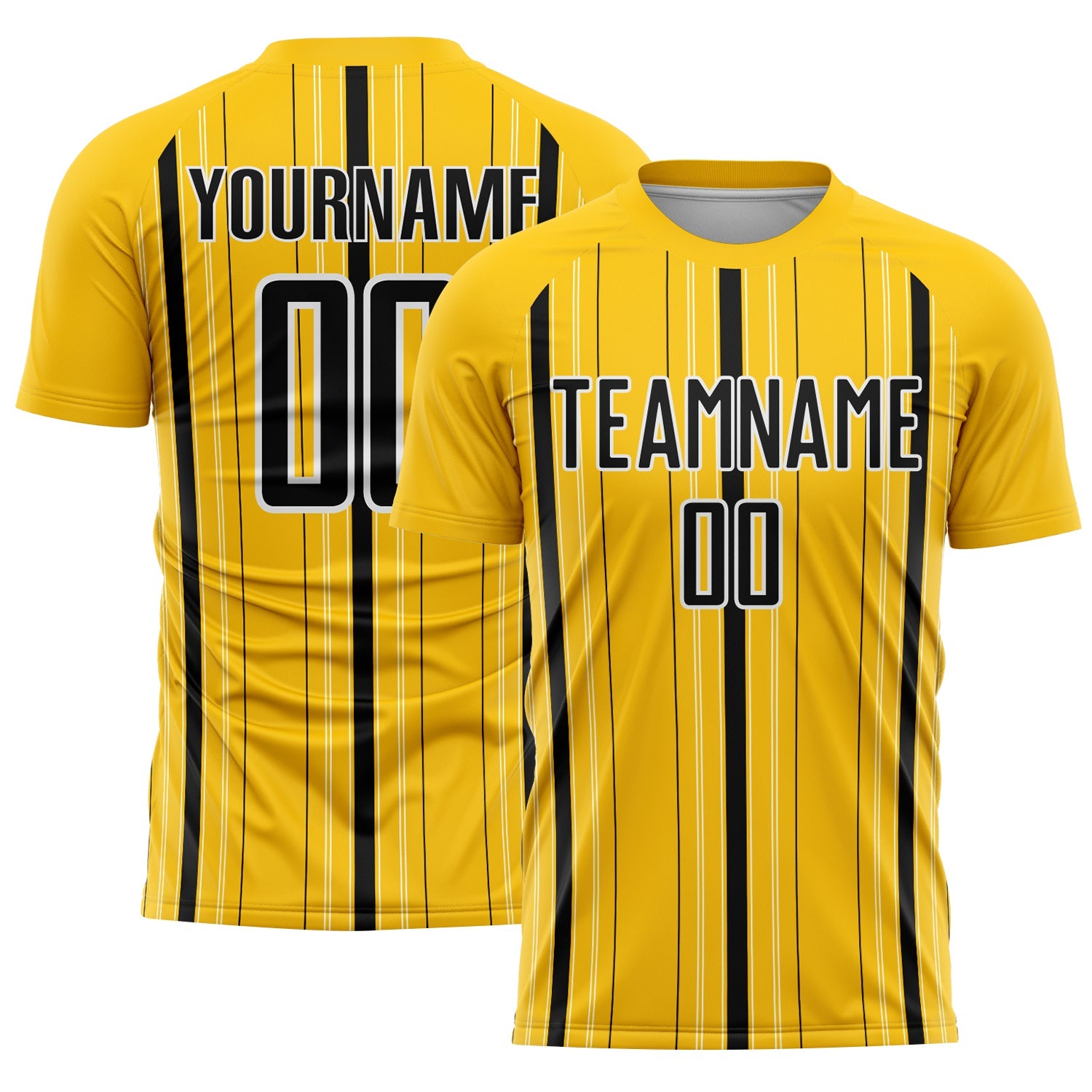 Custom Yellow Black-White Stripe Sublimation Soccer Uniform Jersey - Sky-Custom