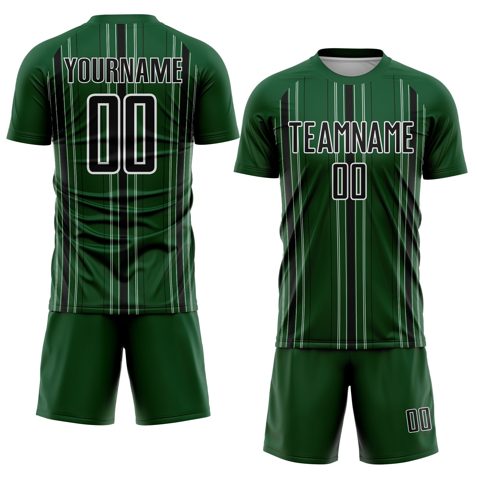 Custom Green Black-White Stripe Sublimation Soccer Uniform Jersey - Sky-Custom